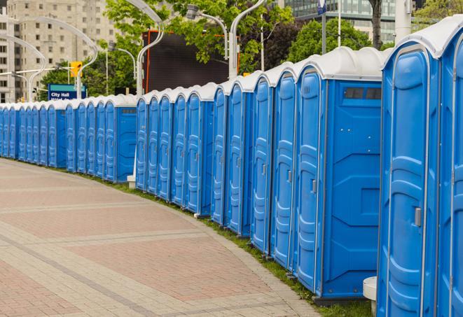 Seasonal porta potty units set up at a Casa Grande, Arizona venue